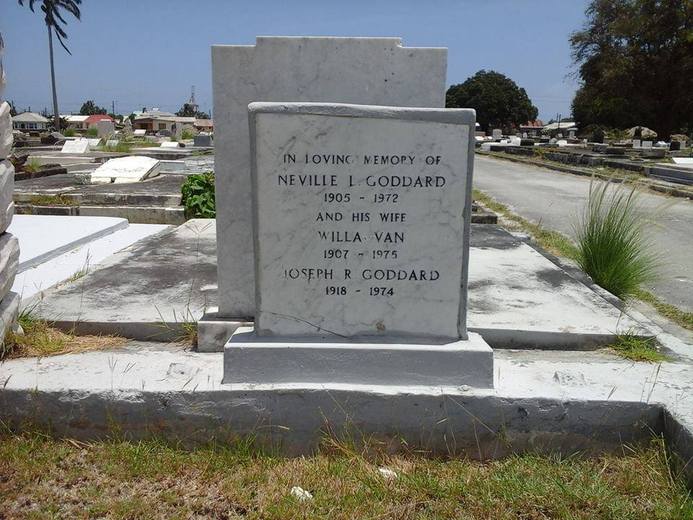 Neville Goddard is buried in Westbury Cemetary, St. Michael, Barbados Headstone